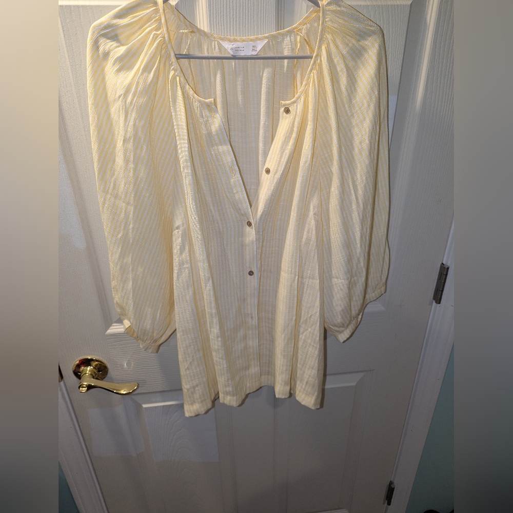 LC Lauren Conrad Yellow Striped Blouse
